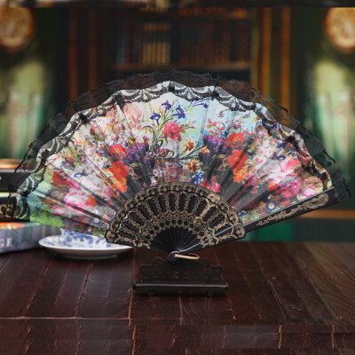 

Siaonvr Chinese Style Lace Hand Held Folding Fan Dance Party Wedding Decor