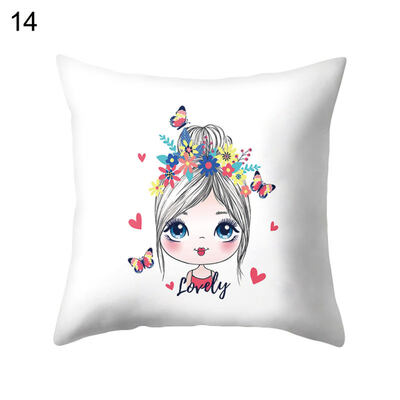 

Lovely Cartoon Girl Pillow Case Cushion Cover Sofa Bed Car Cafe Office Decor