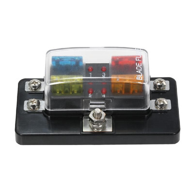 

4 Way Blade Fuse Box with LED Indicator Fuse Block for Car Boat Marine Caravan 12V 24V