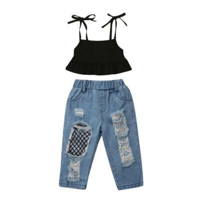 

HOT Cute Kids Baby Girl Outfit Sets Shirt T-shirt TopsLong Pants Jeans Clothes