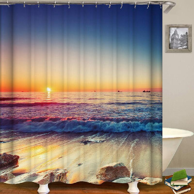 

Shower Curtain Seaside Scenery Printed Blackout Curtains Waterproof Mildew-proof Bathroom Curtain 71"x71"