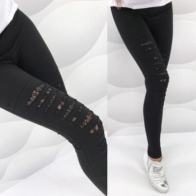 

Women Stretch Skinny Lace Casual High Waist Jeggings Pencil Pants Trouser