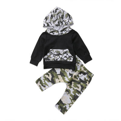 

Newborn Baby Kids Boys Camouflage Long Sleeve Hoodies Long Pants Outfit Set