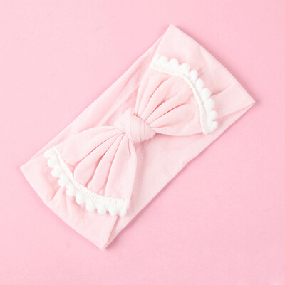 

〖Follure〗Wide Nylon Bow Ribbon with Pompom Knot Bow Nylon Head One Size Plus