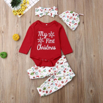 

Christmas Newborn Baby Boys Girls Romper Bodysuit Jumpsuit 100Cotton Clothes Xmas 4Pcs Outfit Set