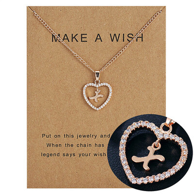 

26 A-Z Letters Name Initial Necklaces For Women Crystal Love Heart Alphabet Family Letter Pendant Necklace Collares Gift Jewelry