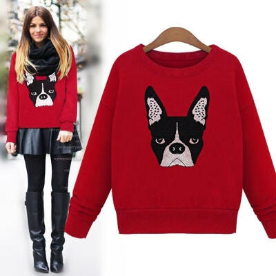 

Fashion Lady Cat Print Thicken Casual Fleece Sweatshirt Tops