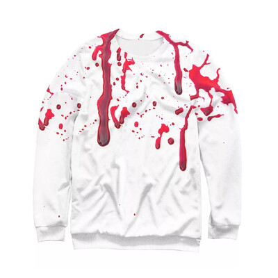 

Toponeto Mens Casual Scary Halloween 3D Printed Long Sleeve Shirt Round Neck Blouse Top