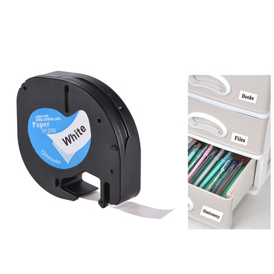 

Labeling Label Tape 91200 Self-Adhesive Refills Black Print on White Paper 12 Inch 13 Feet 12mm 4m for DYMO LT-100H Label Mak