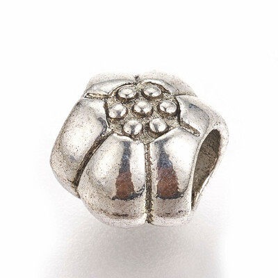 

Tibetan Style Alloy European Style Beads Flower Antique Silver 95x7x75mm Hole 45mm