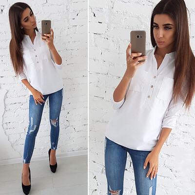 

Starmoon Womens Casual Long Sleeve Turndown Neck Button Pullover T Shirts Tops Blouse