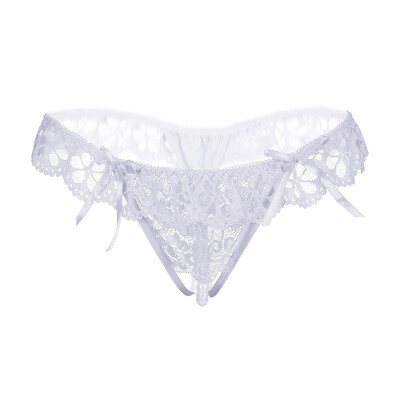 

Toponeto Women Sexy Underwear LaceTransparent Panties Thongs G String Pearl Sexy Lingerie