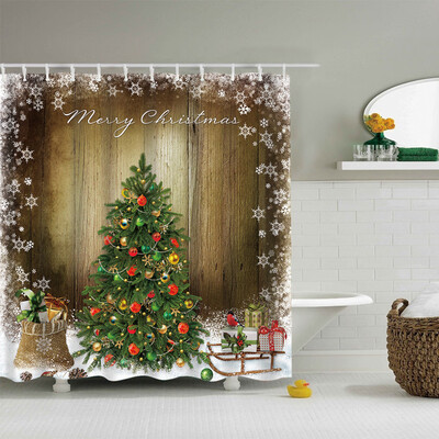 

〖Follure〗Christmas Gift Boxes In Snow Bathroom Shower Curtain Waterproof Fabric &12 Hooks