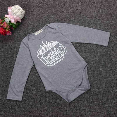 

Newborn Infant Clothes Baby Boy Girl Coffee Letter Print Romper Outfits Jumpsuit