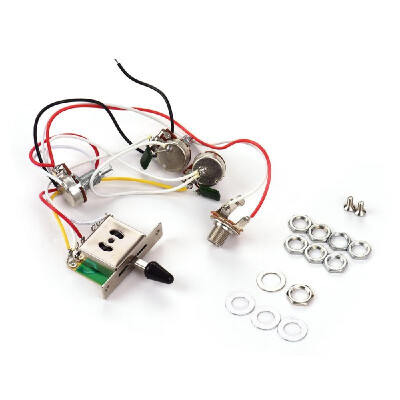 

Electric Guitar Wiring Harness Kit Replacement with 1 Volume 2 Tone 1 Jack 500K 5-Way Toggle Switch for Stratocaster Guitar
