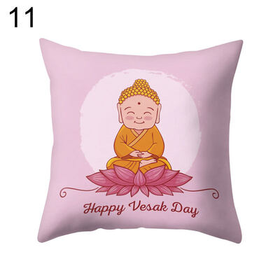 

Cartoon Buddha Lotus Pillow Case Waist Throw Cushion Cover Car Office Home Decor