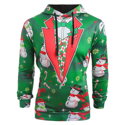 

Faux Collar Snowmen Candy Printed Christmas Hoodie