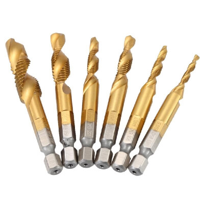 

6 Pcsset High Quality HSS 6542 Titanium Coated Woodworking Combined Tap&Drill Metric Deburr Countersink Bits Strong Hex Shank