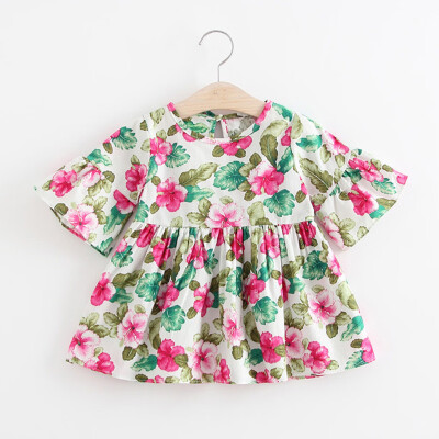 

Toddler Kids Baby Girls Dress Floral Print Flare Sleeve Princess Dress Outfits