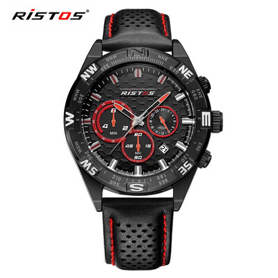 

Ristoswatch three-eye alloy casual watch waterproof quartz watch large dial mens watch