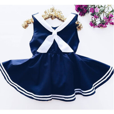 

Baby Girls Navy Blue Sailor Style Dress Casual Princesss Party Pageant Dresses