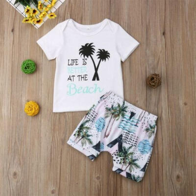 

US Newborn Kids Baby Boy Summer Tops T-shirt Shorts Pants 2Pcs Outfits Clothes
