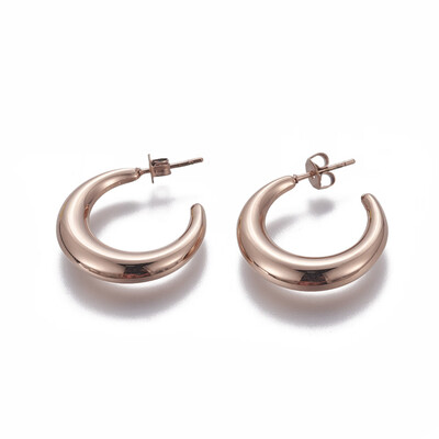 

304 Stainless Steel Stud Earrings with Ear Nuts Rose Gold 225mm pin 09mm