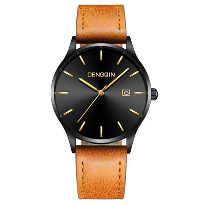 

Gobestart Mens Casua Stainless Steel Case Leather Band Quartz Analog Date Wrist Watch