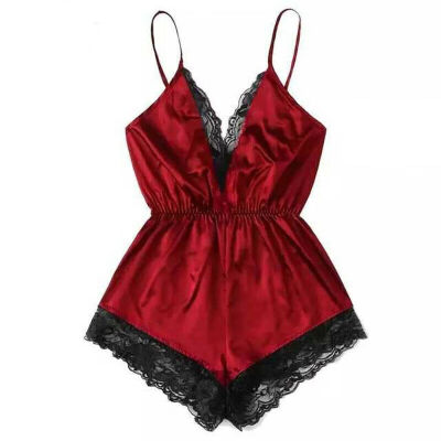 

Women Sexy-Lingerie Sleepwear Satin Silk Babydoll Lace Nightwear Pajamas Set2019