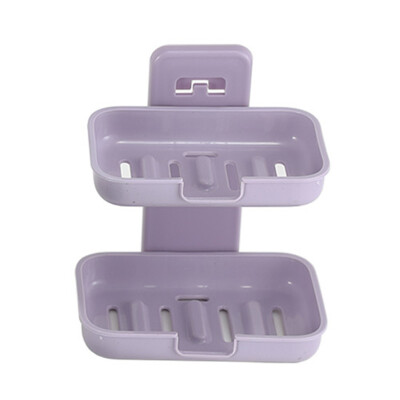 

Double Drain Soap Box Suction Cup Wall Mounted Soap Holder Bathroom Free Punch