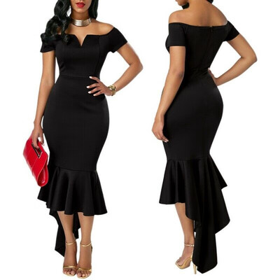 

Women V-Neck Long Maxi Dress Off Shoulder Evening Party Summer Tuxedo Sundress