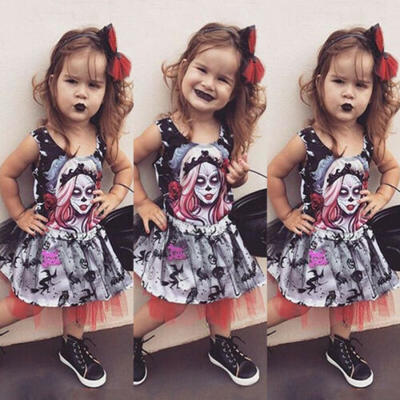 

Toddler Kids Baby Girls Halloween Tops Vest Skirt Dress Outfits Clothes Set