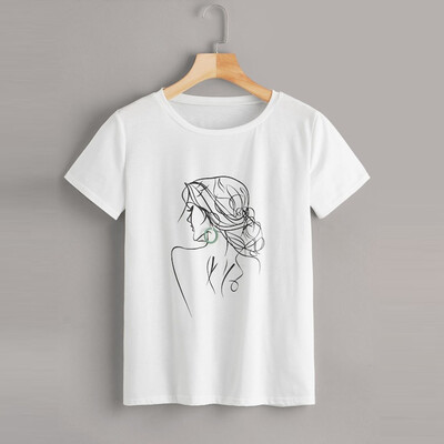 

Starmoon Womens Fashion O-Neck Short Sleeve T-Shirts Tops Portrait Printing Blouse