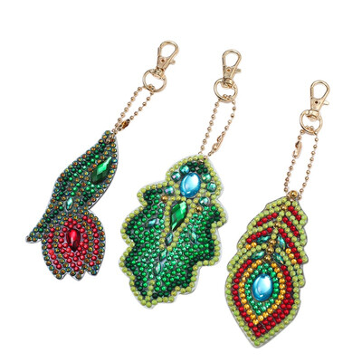 

3pcsset Keychain DIY Full Drill Diamond Painting Cartoon Emotion Animals Love Heart Key Ring Diamond Painting Cross Stitch