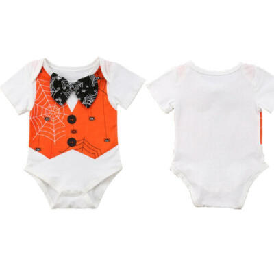 

Halloween Newborn Baby Boy Girl Bow Tie Romper Bodysuit Outfit Clothes Waistcoat