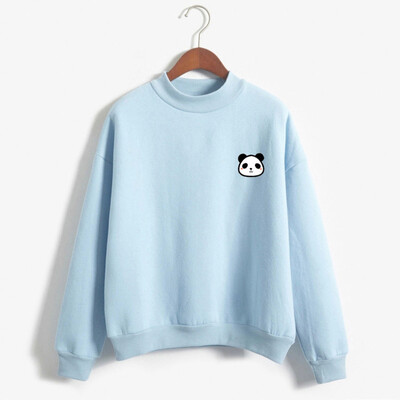 

Starmoon Women O-Neck Solid Color Panda Pattern Long Sleeve Plus Velvet Sweatshirt