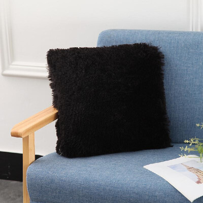 

Fluffy Plush Pillow Cover Square Decorative Throw Pillow Cover Soft Cushion Cover Pillowcases Without Core for Livingroom Couch So