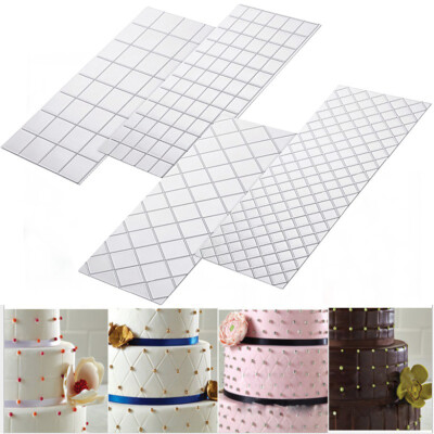 

Gobestart 4pcs Grid Transparent Stencil Texture Mat Cake Border Decorating Tool Cake Mold