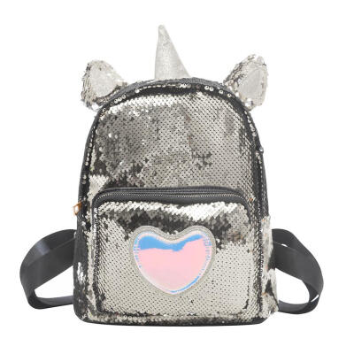 

Sequin Heart Print Travel Backpacks Teenage Girl School Women Shoulder Bags