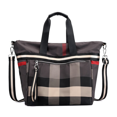 

Oxford bag plaid shoulder Messenger bag simple canvas bag plaid large capacity mother bag