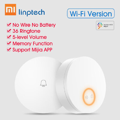 

Xiaomi Mijia Linptech Self Powered Wireless Doorbell Self-generating Electricity Ringtone No Battery No Wire Basic Version