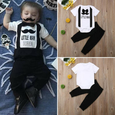 

US Newborn Baby Boy Gentleman Clothes Little Men Romper Tops Long Pants Outfits