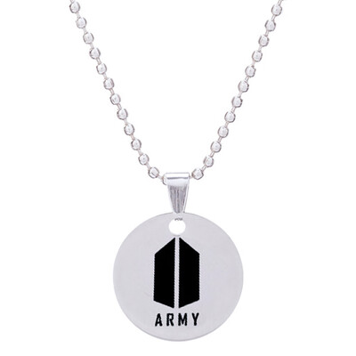 

KPOP BTS Bangtan Boys Same Paragraph Necklace Stainless Steel Round Pendant Chain Necklace Boys Girls Necklace Gifts for Fans