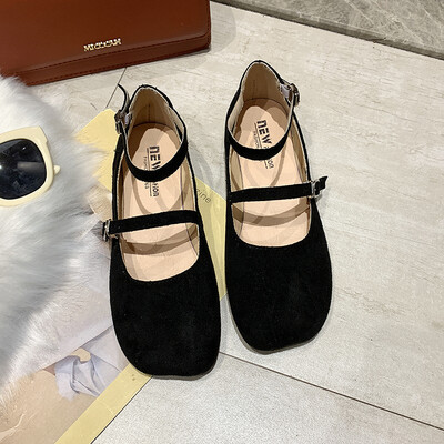 

Single Shoe Female Korean Version Baitao Student Chic Shallow-mouthed Button Flat-soled Shoes College Wind Bean Shoes Female