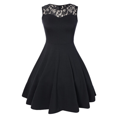 

Sleeveless Lace A Line Party Swing Skater Dress