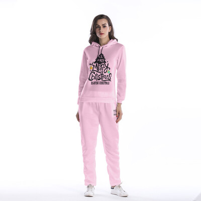 

Toponeto Christmas Women O-neck Long-Sleeve Print Sports Suit Sweatshirt Blouse And Pant
