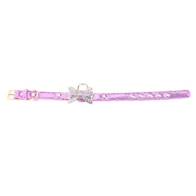

Dog Collar Bling Crystal Bow PU Leather Pet Collar Necklace