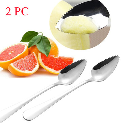 

Gobestart 2PC Thick Stainless Steel Grapefruit Spoon Dessert Spoon Serrated Edge