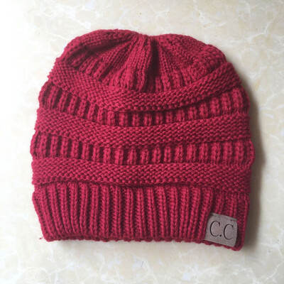 

Autumn winter hat knit ponytail warm cap ladies wool cap
