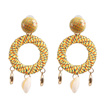 

Handmade weaving rope Sea Shell Earrings For Women Bohemia Cowrie Statement Earrings 2019 Summer Beach Holiday Jewelry
